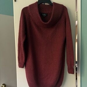 Lulu's Dark Rose  Cowl Neck Sweater Dress